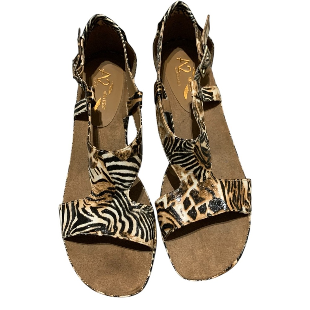 A2 by Aerosoles T-Strap Wedge Sandals – Animal Print, Women’s Size 9.5, GUC